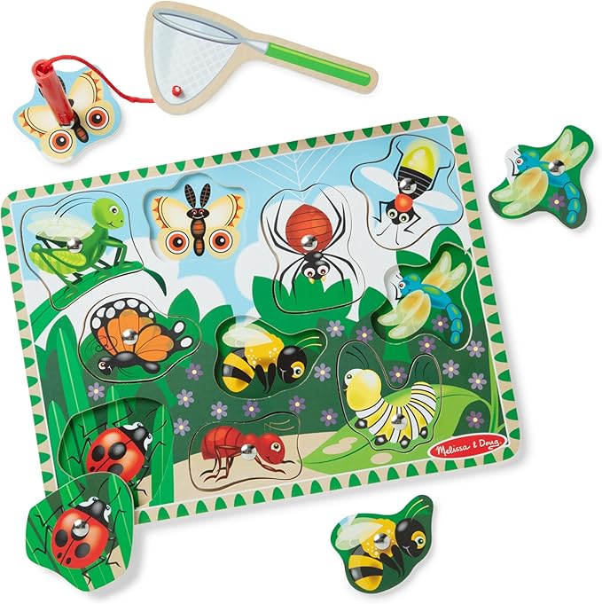 Melissa & Doug Magnetic Wooden Bug-Catching Puzzle Game (10 pcs)