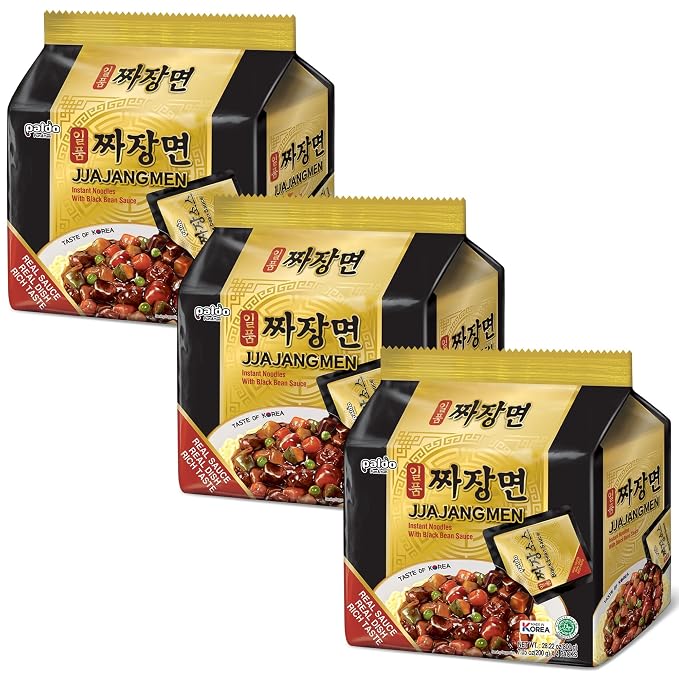 Paldo Fun & Yum Ilpoom Jjajangmen Noodles, Pack of 16, Traditional Brothless Chajang Ramen with Savory & Sweet Black Bean Sauce, Oriental Style Korean Ramyun, Soupless K-Food 7.05oz (Pack of 12)
