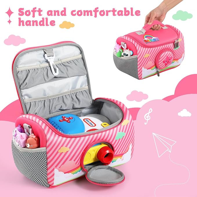 Carrying Case Compatible with Little Tikes for Story Dream Machine Books Starter Set, Portable Storage Bag with Handle and Shoulder Strap for Storytime, Storybook, Character Accessories (Pink)