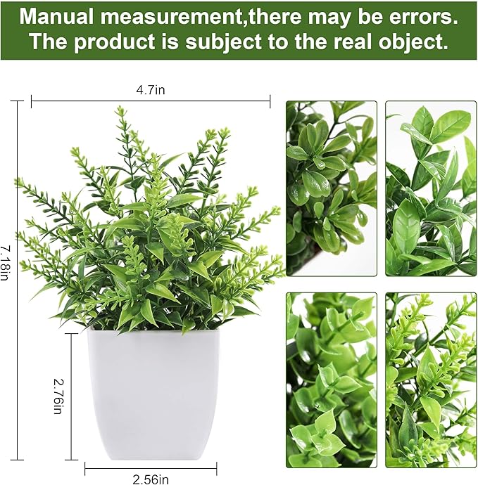 Der Rose 4 Pack Fake Plants, Greenery Potted Plants for Home Decor Indoor | Unique artificial plants, no-care potted greenery, for desk table windowsill bathroom office farmhouse and classroom decor