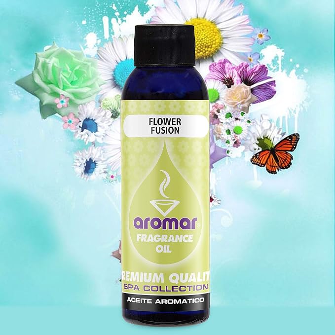 AROMAR Premium Fragrance Oil, Long-Lasting, Refreshing Uplifting Aroma for Aromatherapy, Relaxation & Household Uses, Flower Fusion 4 oz.