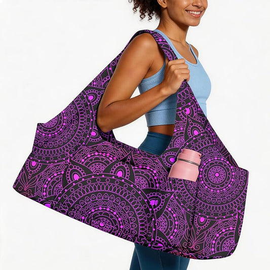 Women's Yoga Bag with Yoga Mat Carrier - Large Mat Pocket Fitness Tote for Pilates, Gym, Travel, Office & Beach