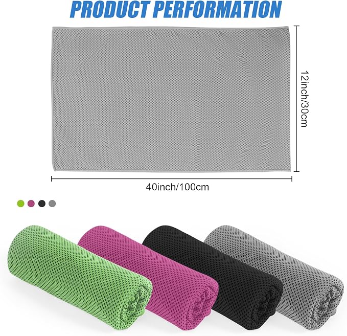 4 Pack Cooling Towels for Face Neck,Sweat Absorbent Cool Towel for Gym Fitness Tennis Yoga Camping Running(4 Pack-03)