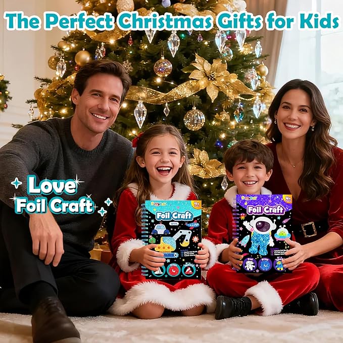 FUNNYB&G Foil Art Crafts for Kids Ages 4-8: Valentines Crafts for Kids 2026,Birthday Gift for Girls,Art and Crafts Supplies,Party Favors,Creative Toys for Girls Boys 4 5 6 7 8 9 Years Old (Vehicle)