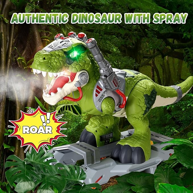 Dinosaur Ride On Toy Cars for Kids, Toddler Electric Ride On Toys with Music, Light & Smoke, 3-5 Year Old boy Gift, Preschool Kids Scooter Foot-to-Floor Walker for Indoor Outdoor