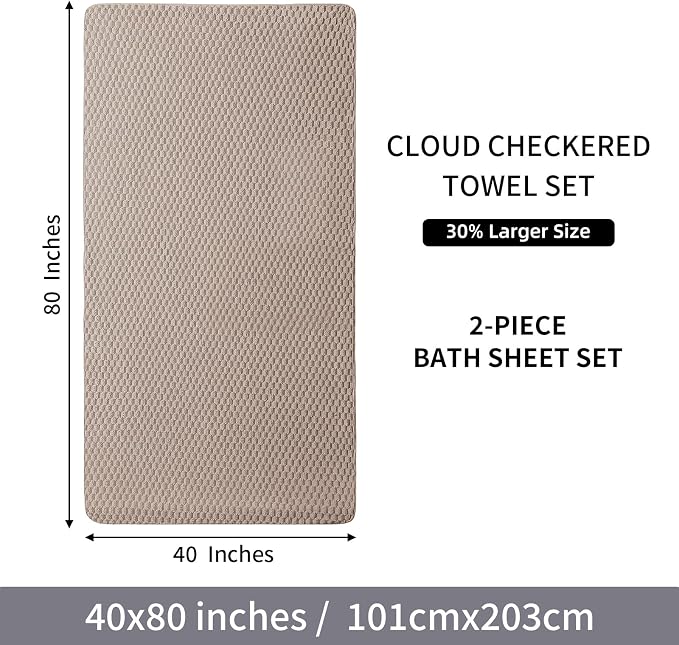 Extra Large Bath Towel Sheet-40x80 Inches Oversized,Super Soft,Quick Dry,Microfiber Shower Towels Highly Absorbent,Plush Bathroom Towels for Adults, Premium Quality (Beige, 2PCS)