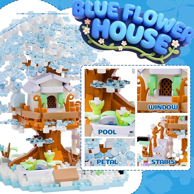 Japanese Cherry Blossom Tree Mini Micro Building Block Sets，Flowers House Mini Bricks Building Kit- Ideal DIY & Home Decor for Adults, Fun Creative Gift for Kids.