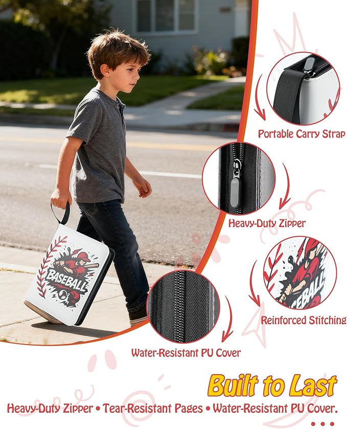 Trading Card Binder, 9-Pocket, Holds 1080 Cards, 120 Pages Side-Loading Card Album, PU Leather, Acid-Free Archival Sleeves, Durable Organizer for MTG, TCG & Sports Cards, Gift for Kids, Boys and Girls