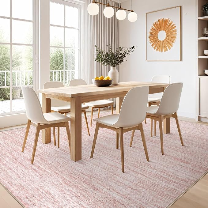Nakagishi Boho 6x9 Area Rug Living Room Rugs Machine Washable Pink | Soft, Pet & Kid Friendly, Carpet for Living Room/Bedroom/Office/Kitchen/Nursery, Daily Home Decor Stain Resistant Moroccan