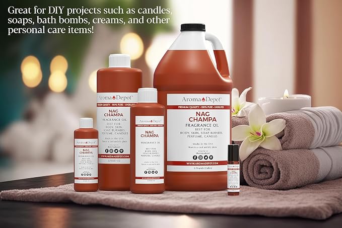 Nag Champa 30ml. Fragrance Oil I Perfume I Skin Oil I Scented Oil. DIY Projects Such as Candles, Bath Bombs, Body Butters, Creams & Lotions. Few Drops in The Diffuser, Burners, or Warmers.