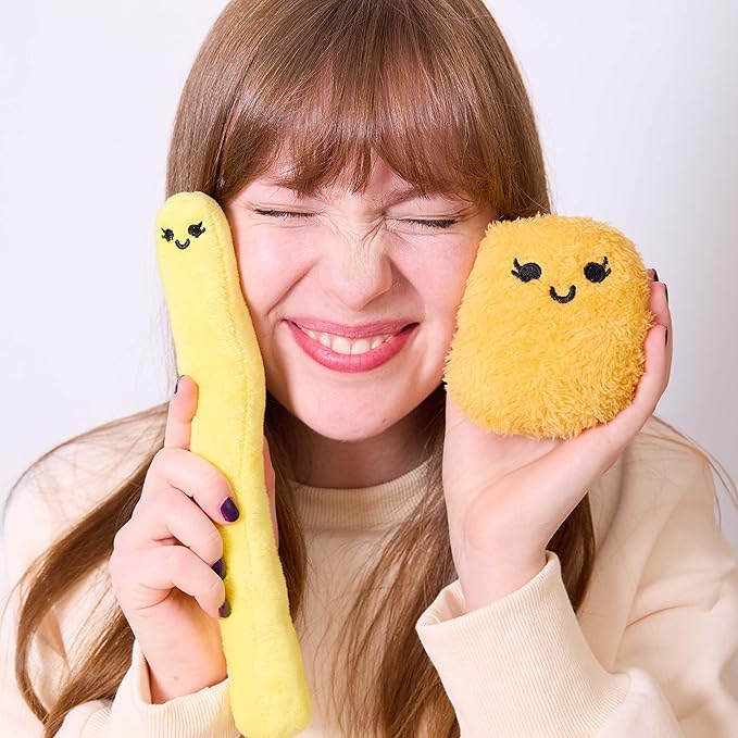 Emotional Support Fries by Relatable, Cuddly Stuffed Animals and Plush Squishy Toys, Cozy Fall Gifts and Trick or Treat Toys for Loved Ones of All Ages, Includes 5 Plushies with Carrying Basket