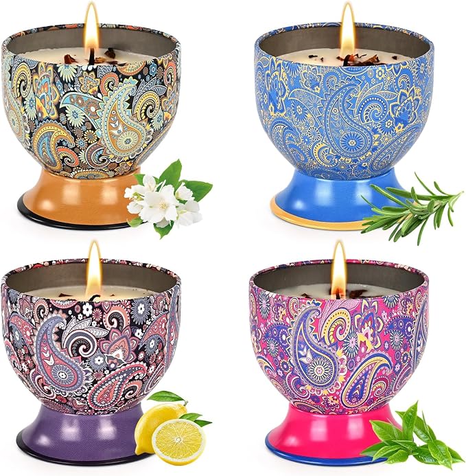 Scented Candles Gift Set of 4, Aromatherapy Candle,Natural Soy Wax Candles,Candle Gift for Women, Non-Toxic Candles for Men, Women, Friends, Birthday, Wedding