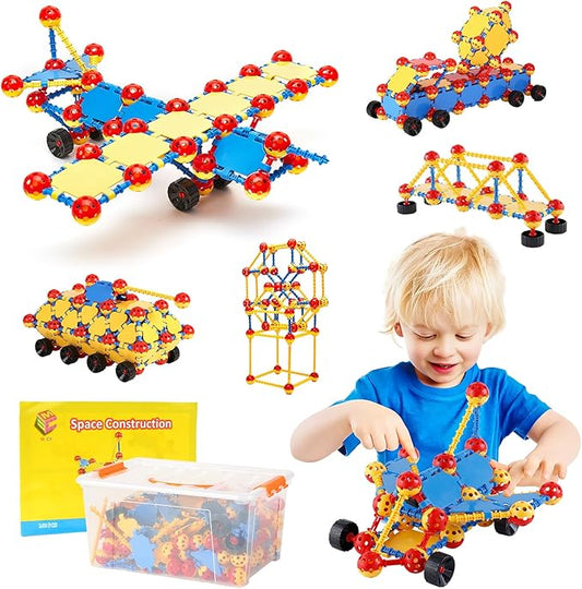 ZOZOPLAY 160PCS STEM Building Blocks Set, Preschool Toys for Ages 3+Kids, Colorful Plastic Connectors, Creative Inspirational Construction Fun Educational Toys, Best Gift Game Kit Classroom Activity