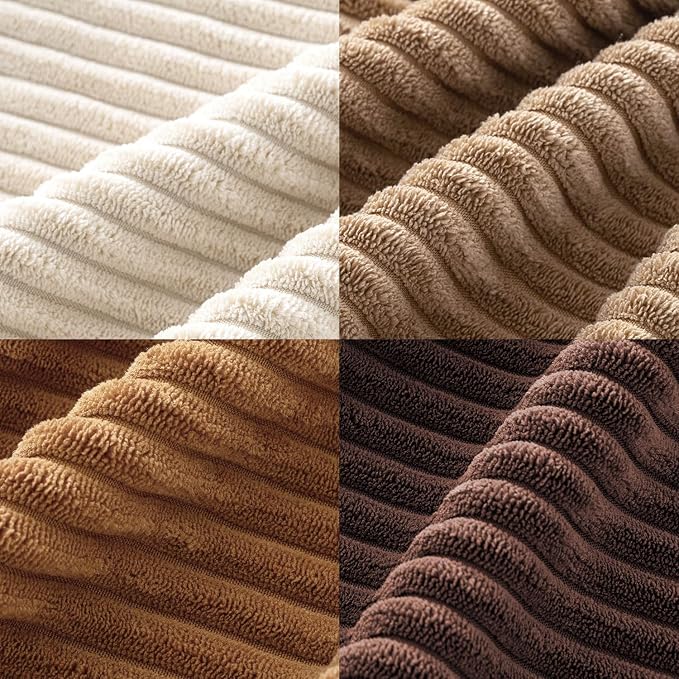 MIULEE Fall Corduroy Decorative Throw Pillow Covers Brown Series 24x24 | Set of 4, Mordern Rustic Fall Decor, Layered Brown Collection, Boho Farmhouse Cushion Covers for Couch Bed Sofa Living Room