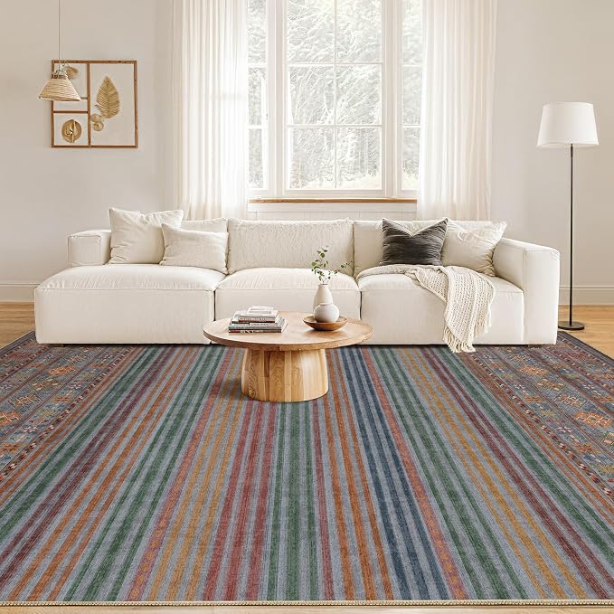 Nakagishi Boho 5x7 Area Rug Living Room Rugs Machine Washable Multi Color | Soft, Pet & Kid Friendly, Carpet for Living Room/Bedroom/Office/Kitchen/Nursery, Daily Home Decor Stain Resistant Moroccan