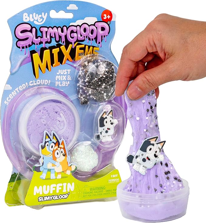 Bluey SLIMYGLOOP Mix’EMS – Muffin Cloud Slime, Marshmallow-Scented, Includes Glitter, Foam Balls & Collectible Muffin Charm