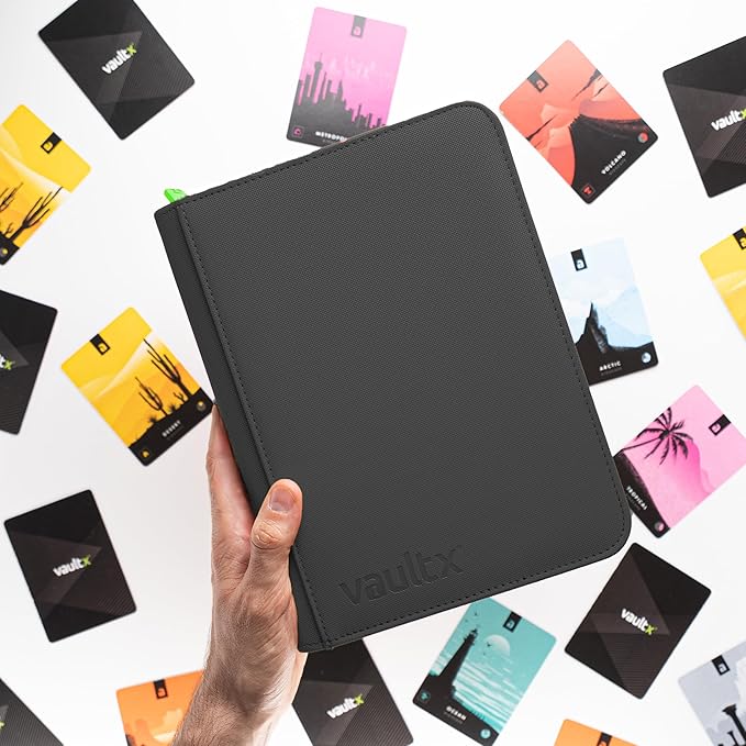 Vault X 4 Pocket Zip Binder, 160 Cards, Exo-Tec Material, 20 Side-Loading Pages (Black)