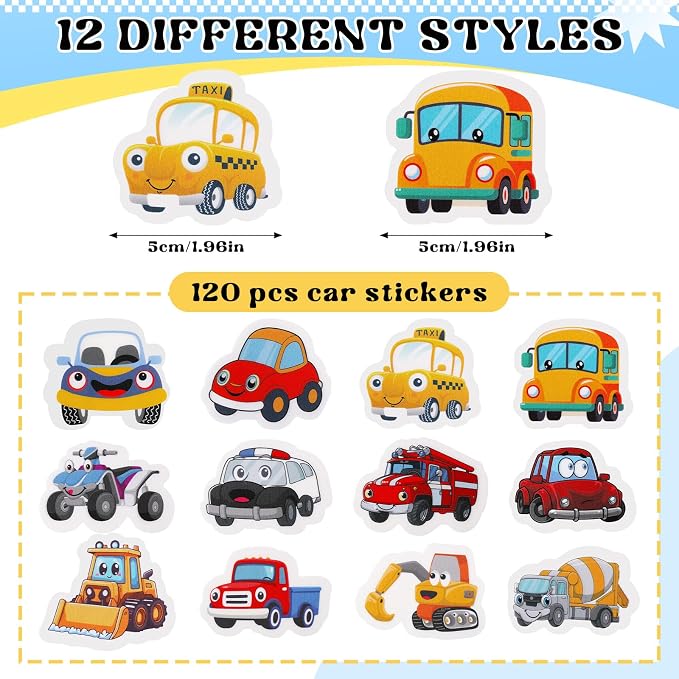 Chinco 120 Pcs Pee Targets for Boys Training Toilet Tinkle Flushable Paper Stickers You Pee on Boys Potty Training Targets Potty Aids Flushable Chart for Toddlers Use(Cute Cars Style)