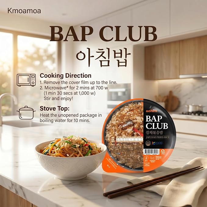 Japchae Fried Rice Bowls, Korean Glass Noodle Veggie Stir Fry Rice, 12 Pack