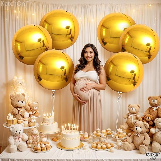 KatchOn, Gold Foil Balloons - Huge 22 Inch, Pack of 6 | Big Metallic Gold Balloons for Graduation Decorations 2026 | Golden Mylar Ballooon for Golden Birthday Party Decorations | Wedding, Engagement