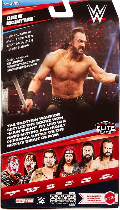 Mattel WWE Elite Action Figure & Accessories, Series #123 Set, 6-inch Collectible Drew McIntyre with 25 Articulation Points & Swappable Hands