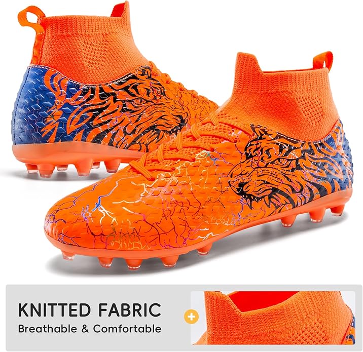 Soccer Cleats Boys Youth Training Football Cleats Athletic Outdoor Girls Soccer Shoes High-top Kids Football Shoes for Little/Big Kid