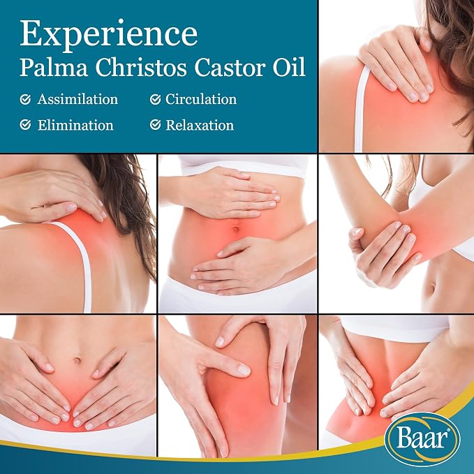 Baar Palma Christos Organic Castor Oil, Amber Glass Bottle, Cold-Pressed, Hexane-Free, for Skin, Hair, Eyelashes, Brows, Scalp, Massage & Castor Oil Packs, 32 oz