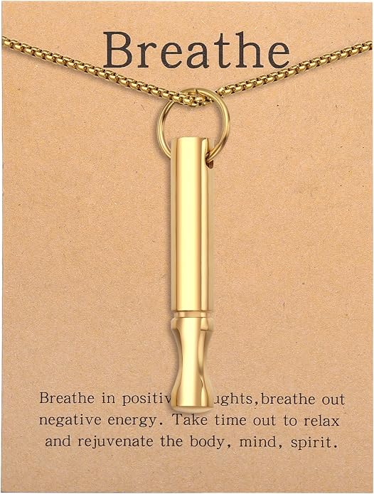 Mindfulness Breathing Necklace Stress Relief Pendant Stainless Steel Anxiety Breathe Necklace for Women Men