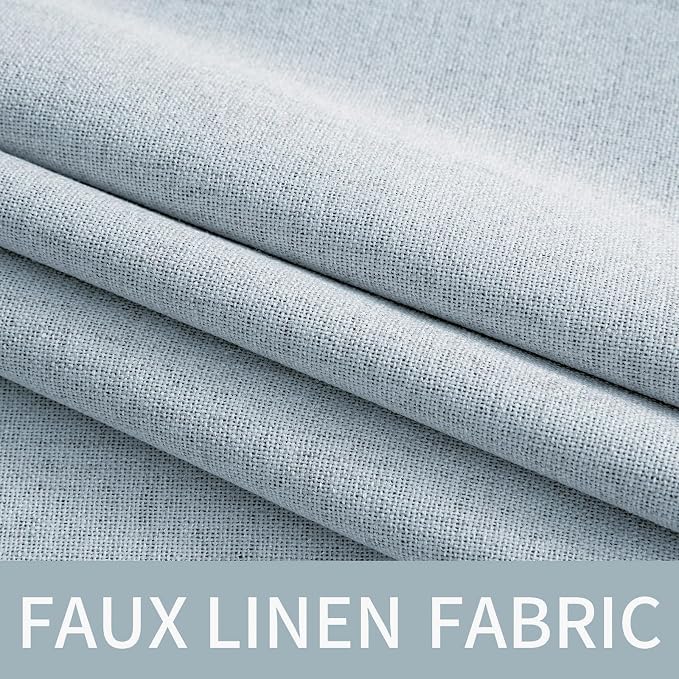 MIULEE Linen Textured Curtains Solid 100% Blackout for Bedroom Thermal Insulated Chambray Blue Grommet Room Darkening Curtains & Drapes Luxury Decor for Living Room 52 x 72 Inch (2 Panels)