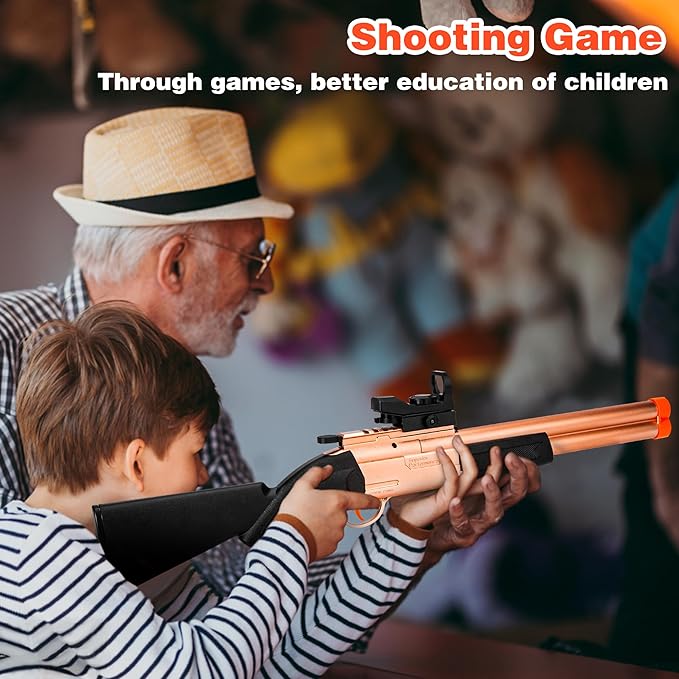 Toy Gun Double Barrel Shotgun Toy,with 20 Soft Bullet Darts, Toy Foam Blaster Foam Dart Blaster with Scope for Kids, Youth, Teen, Boys-Holiday for 8-12 Year (Gold)