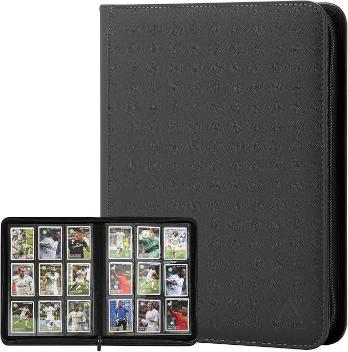 Arkeiliy Card Binder 9 Pocket, Double Sided Pockets Trading Card Binder with 30 Sleeves, Premium Zip Trading Card Holder Collector Album Holds 540 MTG (Black)