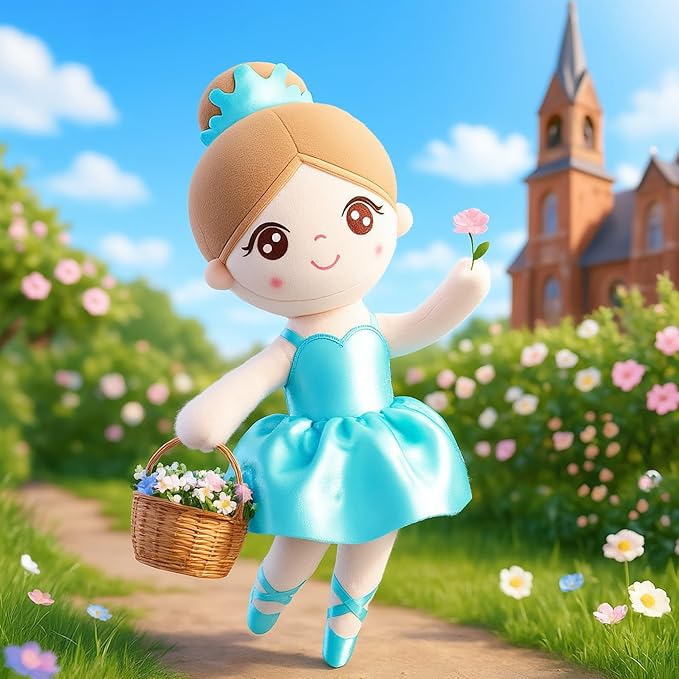 Gloveleya Baby Girl Gifts Dolls Soft Plush Toy Ballet Girl Doll Mint Green 14 Inches with Gift Box…