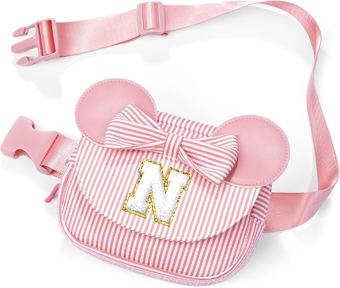 Daughter Gifts - Birthday Gifts for 3 4 5 6 7 8 9 10 11 12 13 Year Old Girls, Initial Fanny Pack Crossbody Bag Belt Bag Purse for Teen Girls Bean Pink N