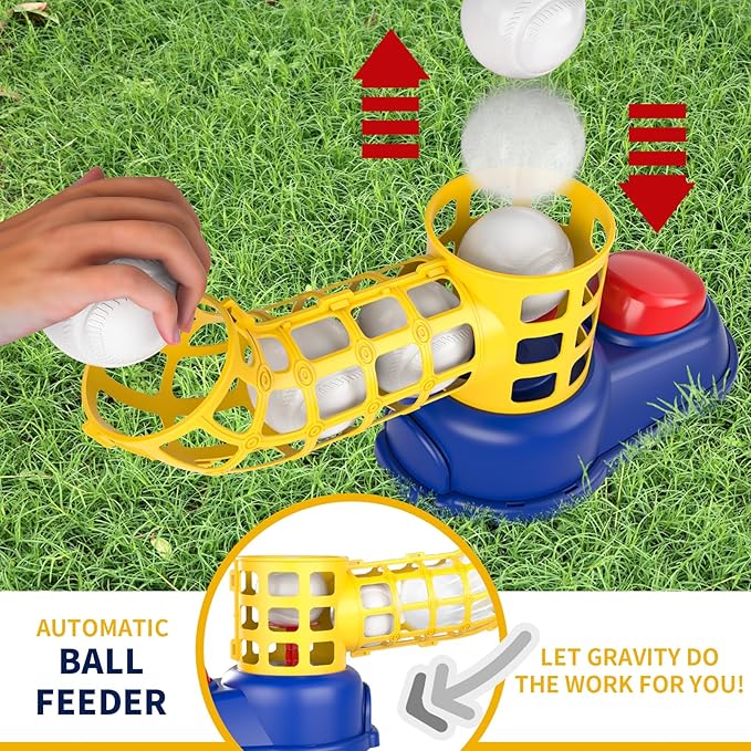 Bennol T Ball Set Toys for Kids 3-5 5-8, Kids Baseball Tee for Boys Toddlers, Auto Ball Launcher, Indoor Outdoor Outside Sports Tee Ball Set Toys Gifts for 3 4 5 6 Year Old Boys Toddler Kids