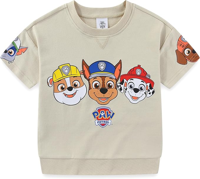 Paw Patrol Boys French Terry Short Sleeve T-Shirt and Short Set for Toddler and Big Kids