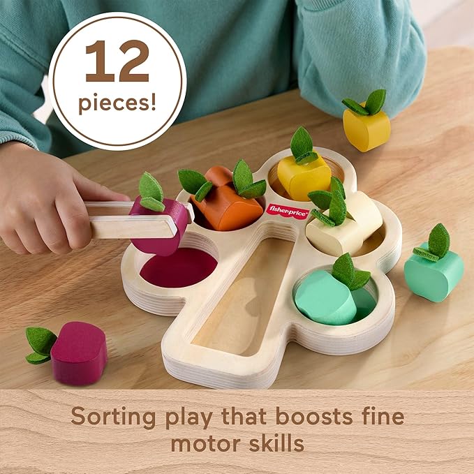 Fisher-Price Wood Montessori Toy Sorting Tree, American Montessori Society Seal of Excellence, Wooden Learning Activity Puzzle & Expert Play Tips for Preschool Kids Ages 3+ Years