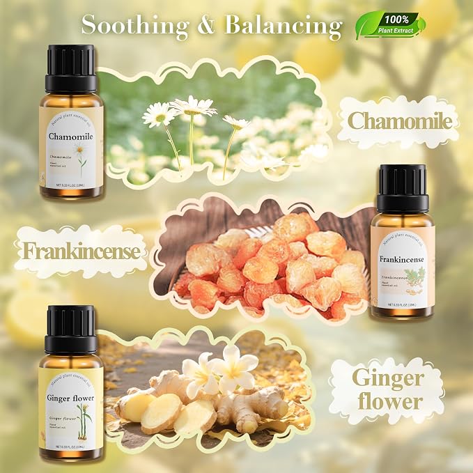 Fashome Essential Oil Blends 6-Pack for Diffuser, 10ml Each | Natural Fragrance Oils Vanilla, Jasmine, Rose, Sandalwood, Magnolia, Lavender for diffuser & candle making
