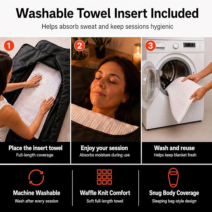 Portable Infrared Sauna Blanket for Home, Carbon Fiber Far Infrared Heating, Low EMF Full Body Sauna Blanket with Washable Towel Insert, Carry Bag & Digital Controller, Relaxation & Recovery