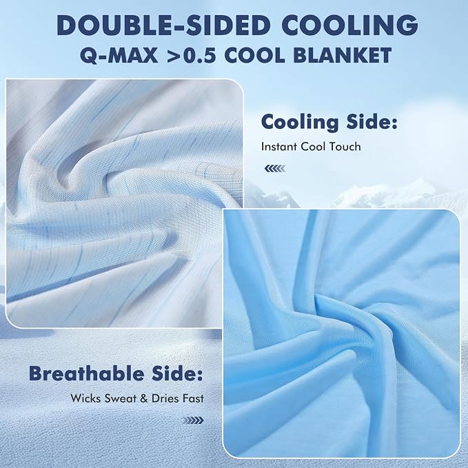 Elegear Double-Sided Arc-Chill® 3.0 Cooling Blanket for Hot Sleepers, Throw | Q-Max>0.5 Cooling Fabric, Absorbs Heat to Keep Body Cool, Lightweight Summer Blankets for Night Sweats & Menopause, 51"x67"