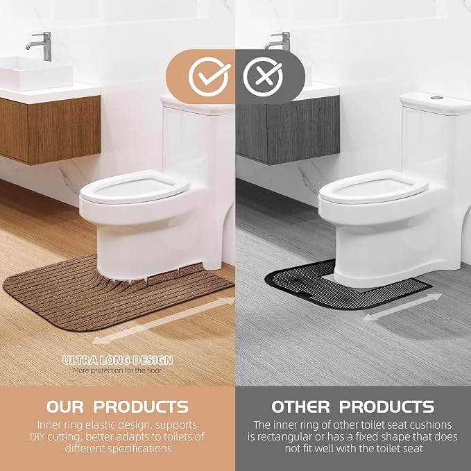 Round Commode Potty Training Mats for Boys, Toilet Training Mats, Potty Training Toilet Rugs, Toilet Rugs u Shaped,Toilet mats for Bathroom,Machine Repeatedly Washable(4 Pack,Brown)