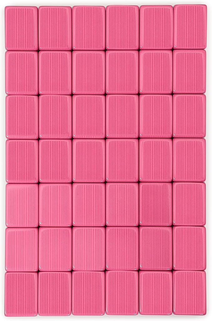 Yellow Mountain Imports Chinese Mahjong Set - “Rouge Harmony” - with 146 Medium Tiles, Red Vinyl Case, Wind Indicator and Dice - for Chinese Style Gameplay Only [胭红绽放 中式麻将]