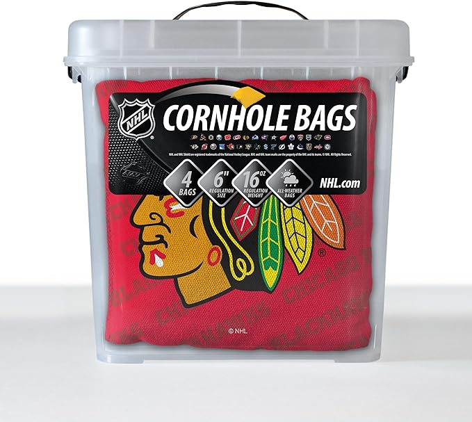 YouTheFan Officially-Licensed NHL Set of 4 Cornhole Bags - All Weather Regulation 6” x 6” Size - 16oz Weight - Designed in USA
