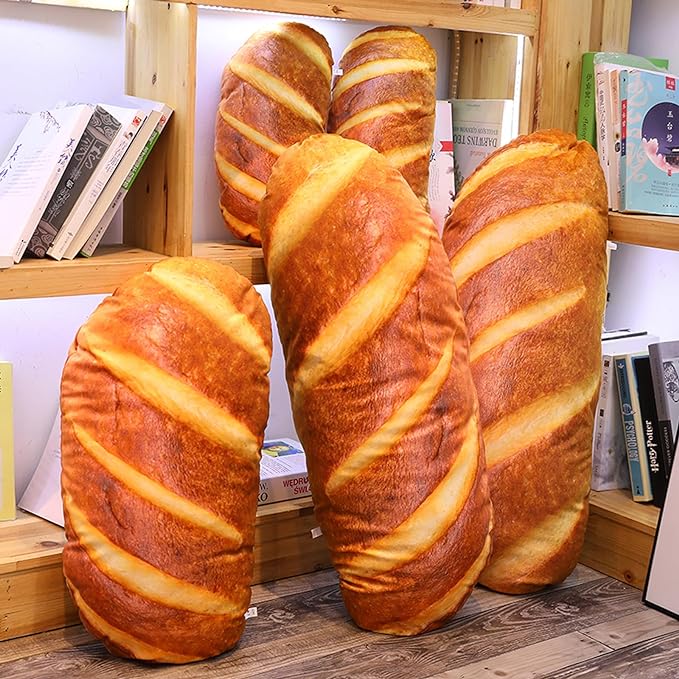 Levenkeness 3D Simulation Bread Shape Plush Pillow,Soft Butter Toast Bread Food Cushion Stuffed Toy for Home Decor 23.6"