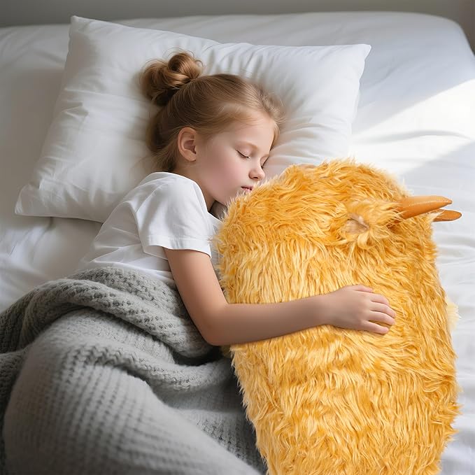 Wepop 20 in Fluffy Highland Cow Stuffed Animal, Giant Highland Cow Plush, Adorable Cattle Stuffed Animal Plushie Pillows Gifts for Kids and Adults