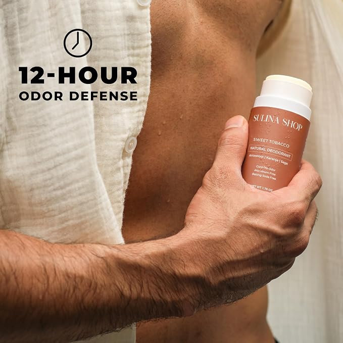 Sulina Shop Natural Deodorant, Aluminum Free, Sweet Tobacco | Smooth sweet tobacco scent, Sensitive skin-friendly, Baking soda-free, Gentle odor protection