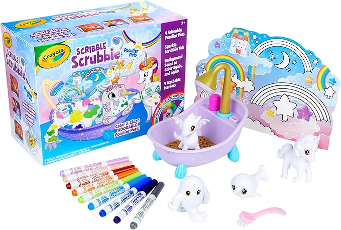 Crayola Scribble Scrubbie Peculiar Pets, Washable Pet Grooming Toy Set for Kids, DIY Toddler Arts & Crafts, Gifts for Girls & Boys, Ages 3+