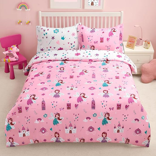 Joiedomi Kid Twin Comforter Set 5 Piece Princess Bedding Set for Boys Girls Super Soft Microfiber Bed in a Bag with Comforter Sheets Pillowcase Sham
