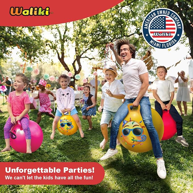 WALIKI Hopper Ball Party Pack | Set of 10 Bouncy Balls for 3 4 5 6 Year Olds | Fun Outdoor Birthday Games & Party Favors