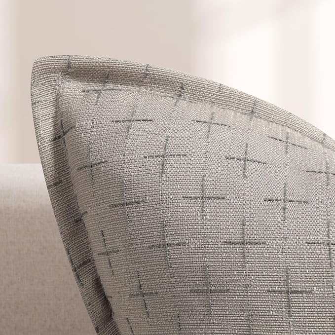 Pillow Covers 22x22 Set of 2 Soft Polyester Textured Pillow Covers with Stylish Flange Edge Cozy Farmhouse Throw Pillows for Couch Bed Sofa Living Room