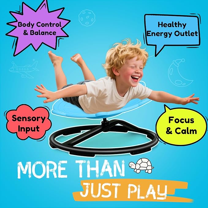 Spinning Chair for Autistic Kids – Sensory Spinning Toy, Spin Chair for Kids Autism, Sensory Swivel Seat for Balance, Coordination, Focus & ADHD Support, Autism Sensory Products (Blue)